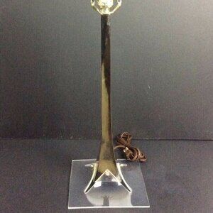 Vintage Chrome & Lucite Table Lamp With Harp 27 inches Tall 1970s 80s